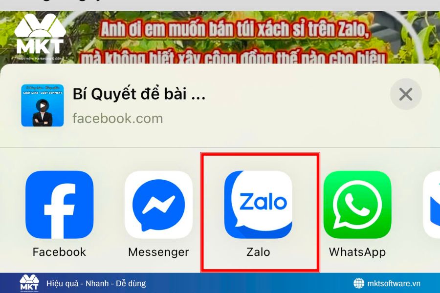Chia sẻ trực tiếp qua nút “Zalo”