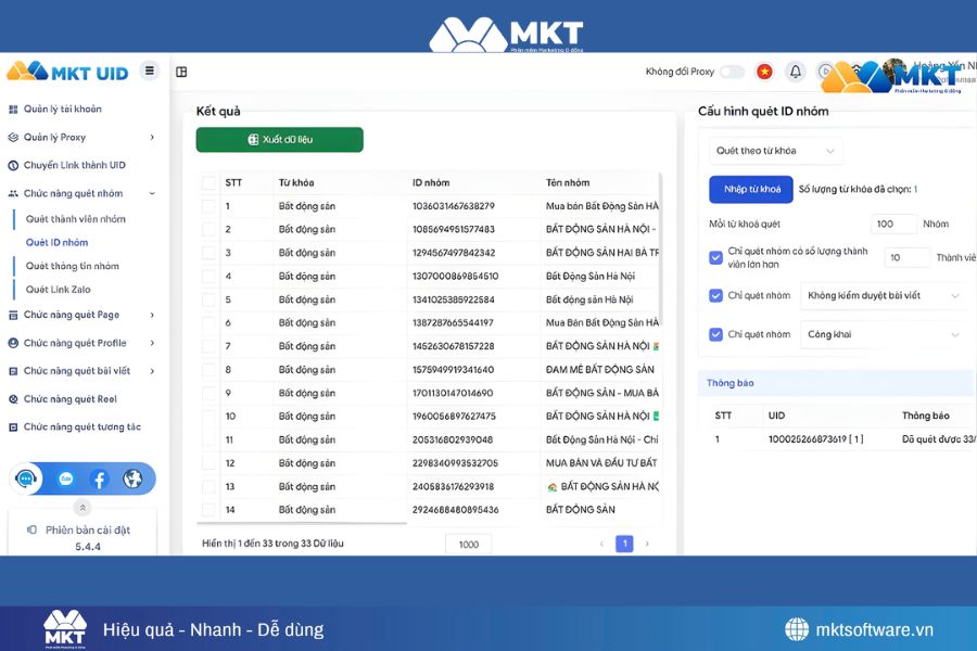 Anh Hưng sử dụng MKT UID để lọc tệp khách hàng tiền năng