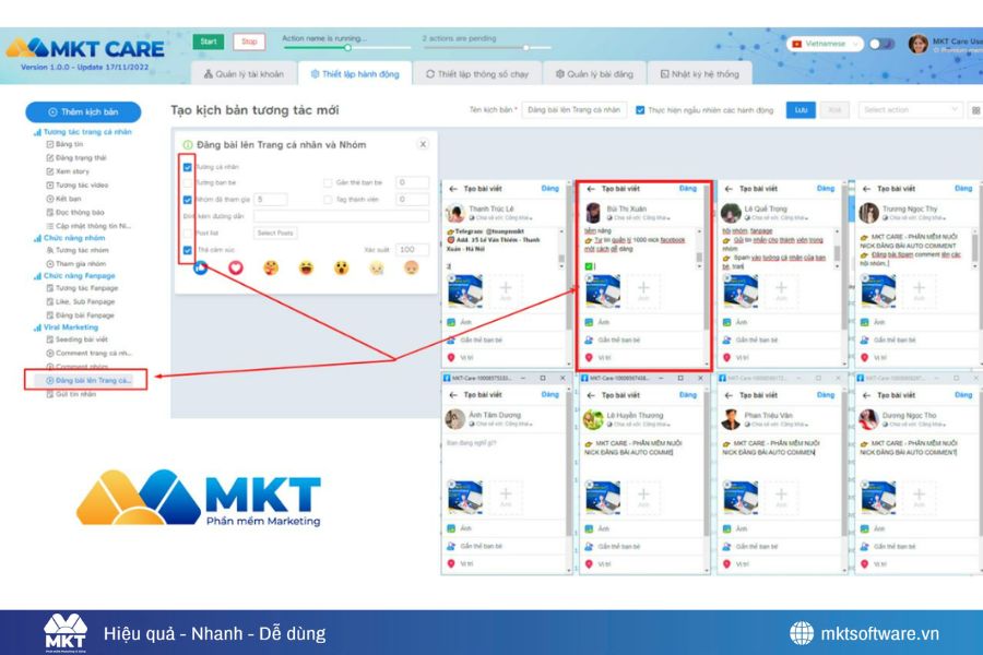 Đăng bài tự động và nuôi tài khoản Facebook ổn định với MKT Care
