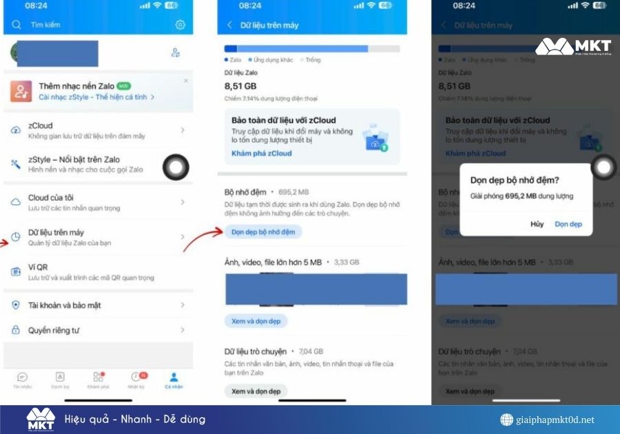 cách giảm dung lượng Zalo