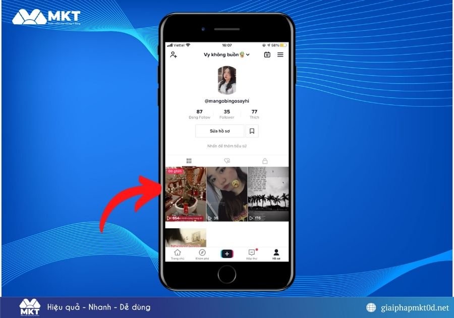 Cách ghim video TikTok